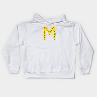 Sunflowers Initial Letter M (White Background) Kids Hoodie